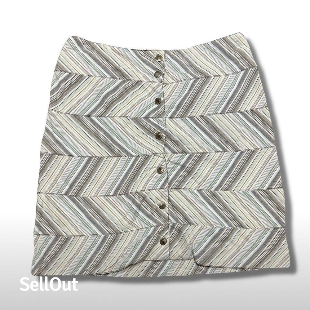 W by Worth Women's Striped Button Front Skirt Size 6 Knee Length